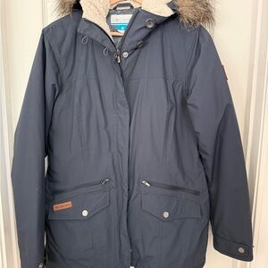 Columbia Navy Blue Jacket with Cream Neck Lining